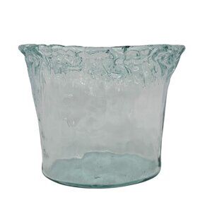 Handcrafted Textured Recycled Glass Vase Clear Green